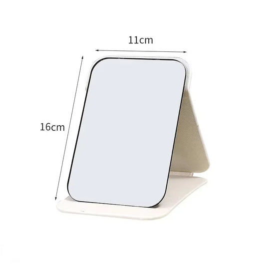 Folding Makeup Mirror High-Quality Portable Desktop Makeup Mirror Single-Side Creative Women Solid Color Standing Makeup Mirror