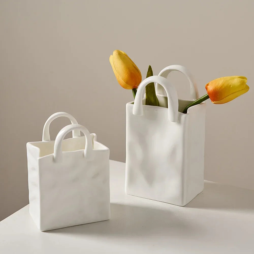 Simple Handbag Ceramic Vase