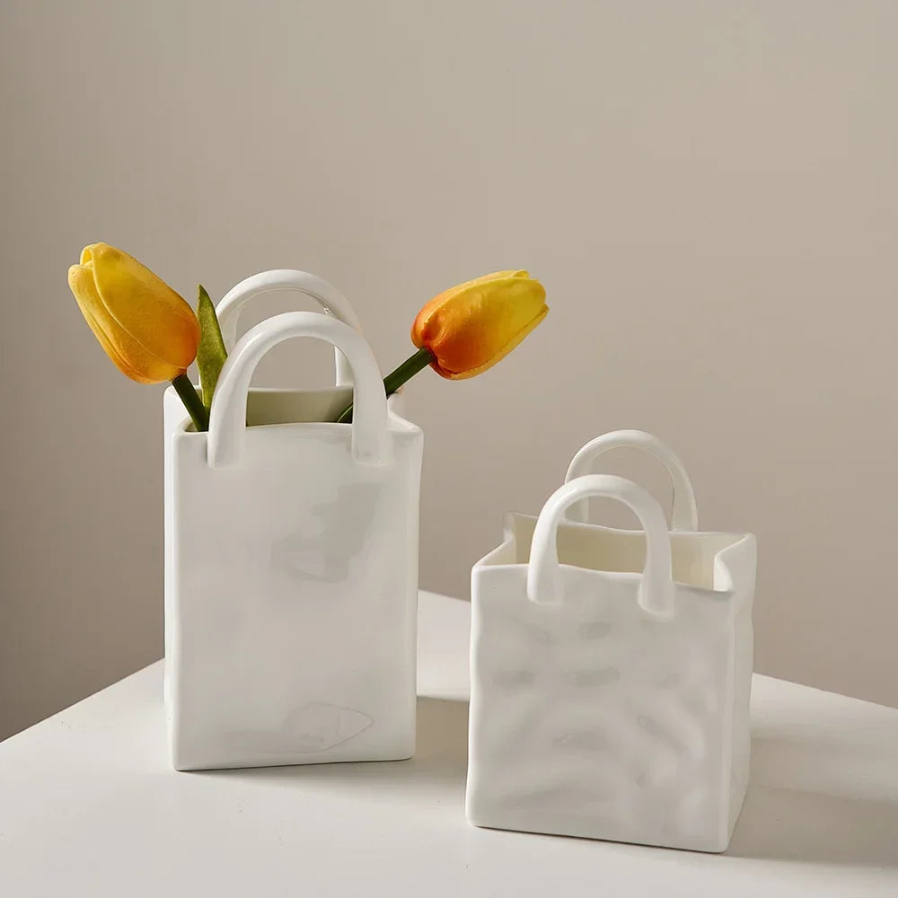 Simple Handbag Ceramic Vase