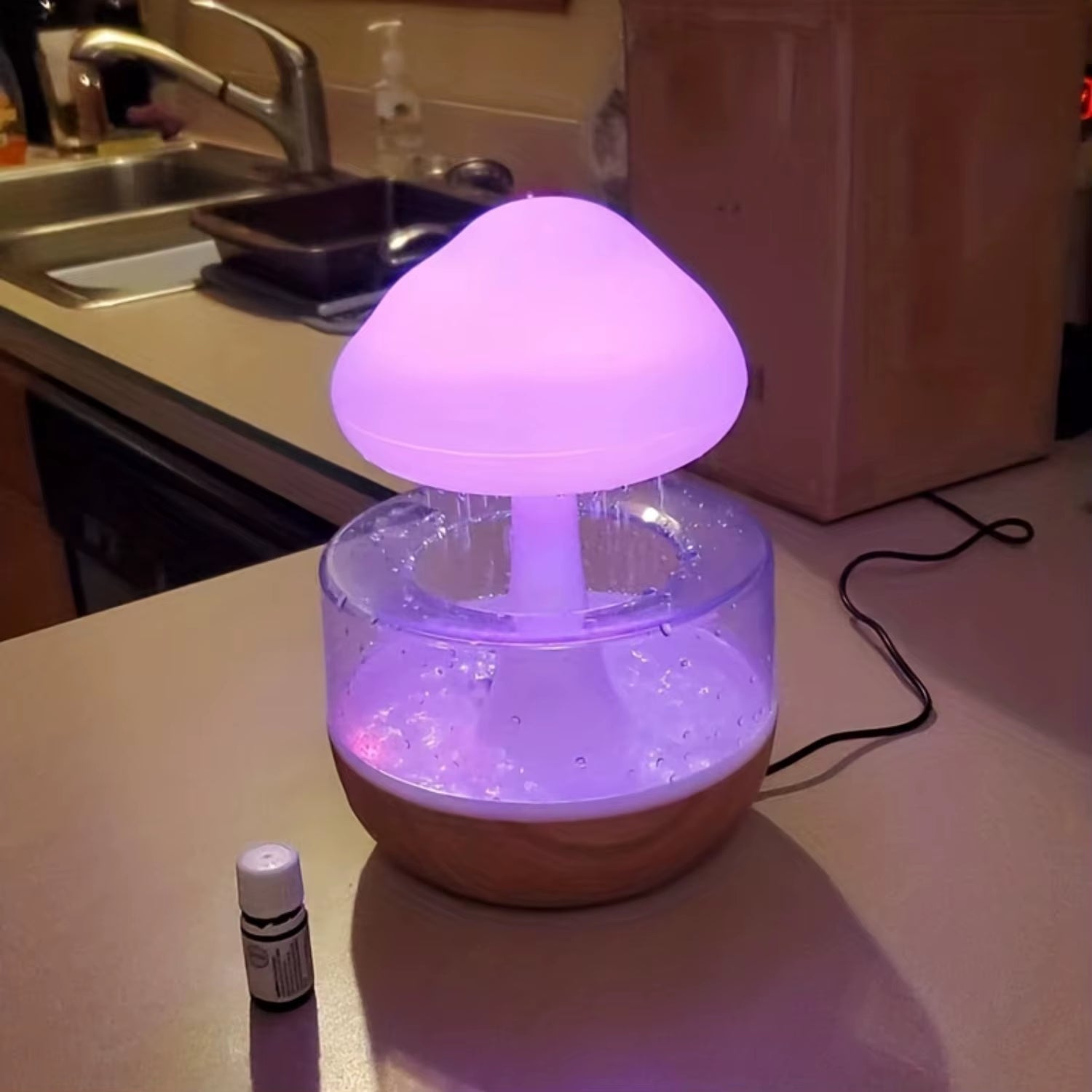 1Pc Seven-Color Cloud Rain Mushroom Light Cloud Atmosphere Night Light Aromatherapy Humidifier Seven Color Lights